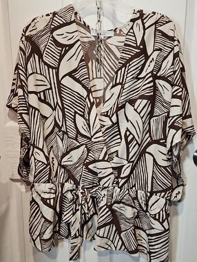 Sweet Rain Brown and Cream Printed Top